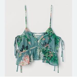 H&M Floral Teal Camisole Top